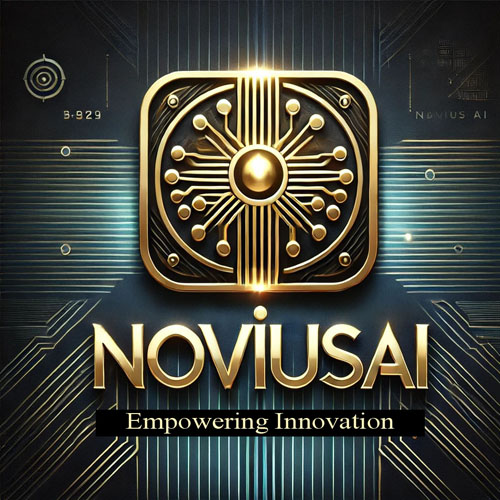 NOVIUSAI official gold emblem and Empowering Innovation wordmark